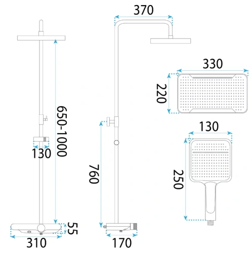 Душевая система Rea Bari black matt P0891