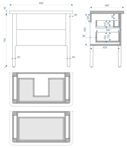 Тумба напольная Vela Грация 90Н под столешницу TU29366