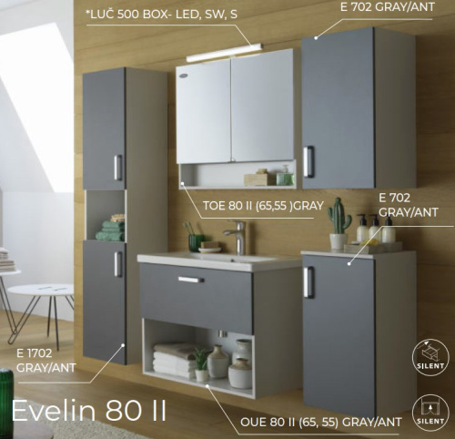 Тумба подвесная Kolpa-san Evelin OUE II 80 Gray antracit 573900