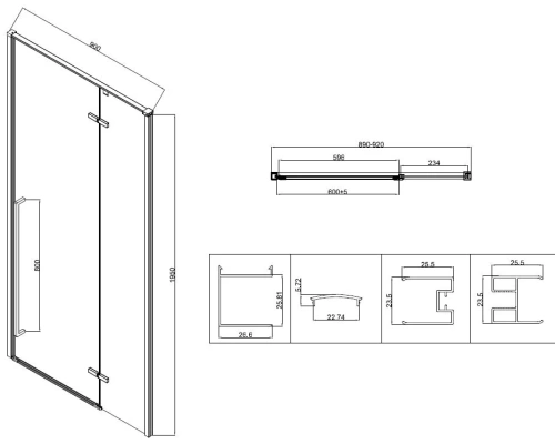Душевой уголок Vincea Slim-N VSR-5SN9090CLGM