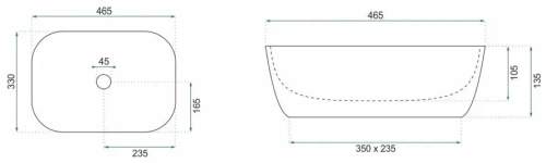 Умывальник Rea Belinda gold matt white U7422