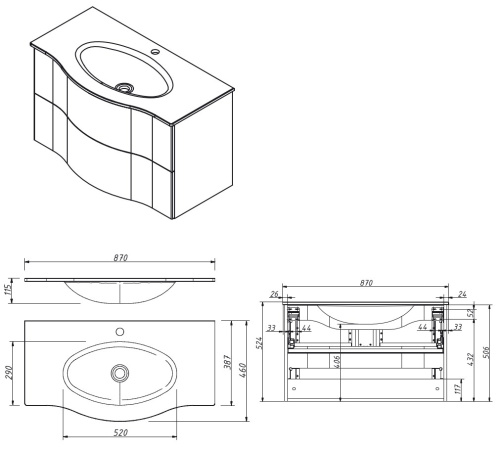 Тумба подвесная Caprigo Nokturn 90 1319-TP019