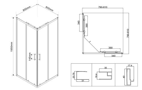 Душевой уголок Vincea City VSS-5CT800MT