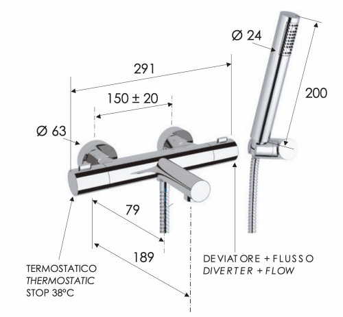 Смеситель для ванны Remer Elegance EQ02 