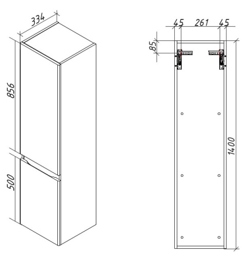 Пенал подвесной Caprigo Forte 35 36150L-SF027