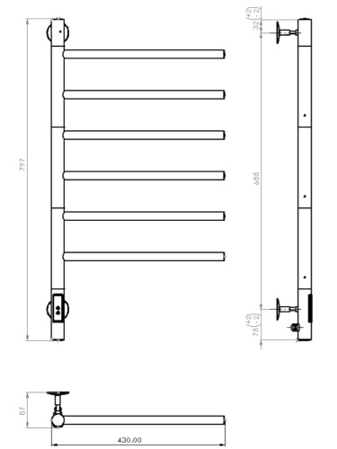 Полотенцесушитель электрический Vincea VTD-1S2CBE
