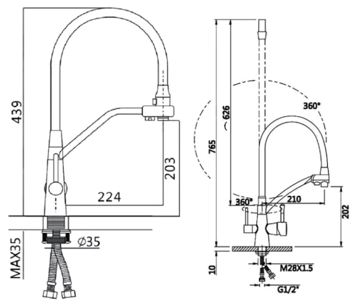 Смеситель для мойки Vivi Felice 1920 SG Satinato-Grigio