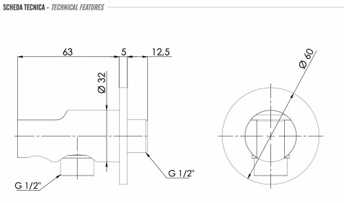 Держатель ручного душа с подключением Remer 337MBG, золото брашированное