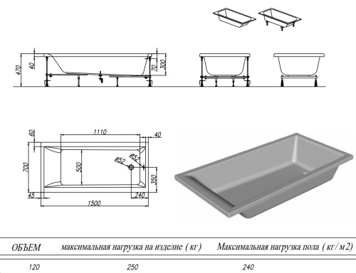 Ванна акриловая Kolpa-San Figaro 150x70