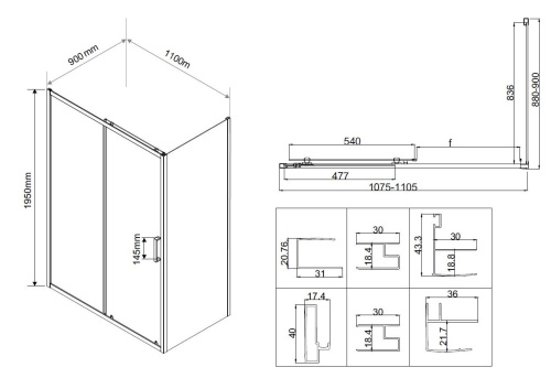 Душевой уголок Vincea City VSR-5CT9011CL