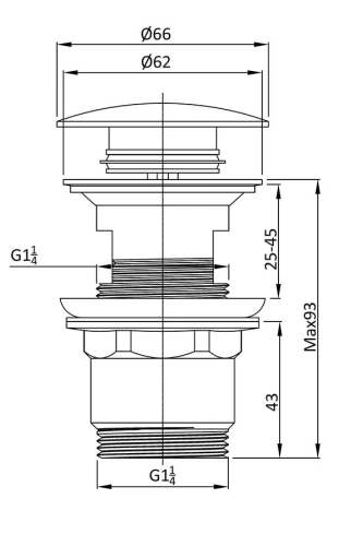Донный клапан для раковины Vincea DPU-1B01CH с переливом