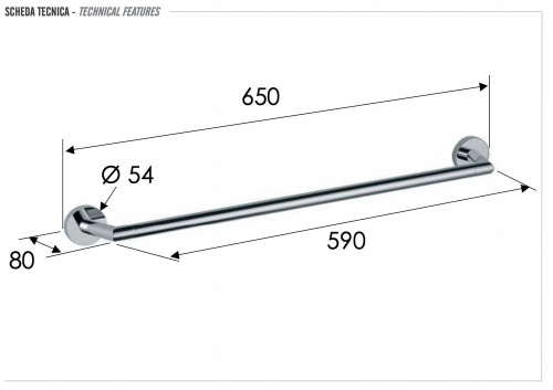 Полотенцедержатель 60 см Remer Guest GS30CFP, черный брашированный хром