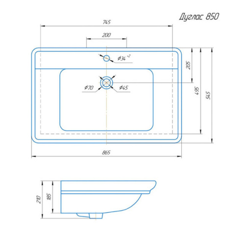 Умывальник Caprigo Дуглас 850
