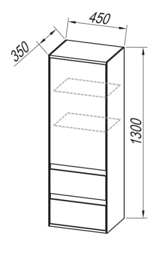 Пенал подвесной Kolpa-san Pandora P1301 45 ash navarra 514280