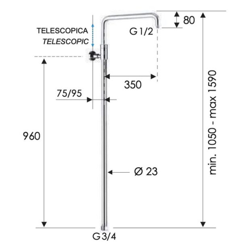 Душевая колонна телескопическая Remer 330A7DCESDEVBO, белый матовый