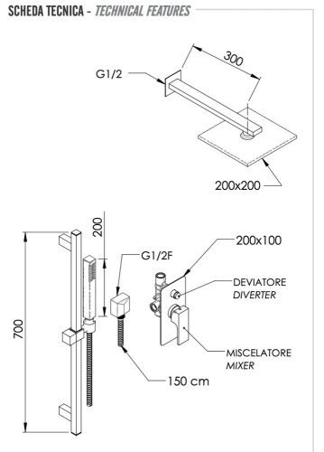 Душевая система Remer Absolute AU09S01O20