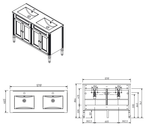 Тумба напольная Caprigo Albion Concept 120 34023-SF46