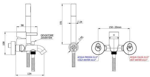 Смеситель для ванны Remer Metrica MC02XV, сталь