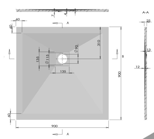 Душевой поддон Vincea VST-4SR9090C
