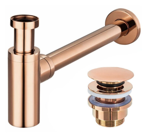 Сифон с донным клапаном универсальным Rea Rose Gold A8541