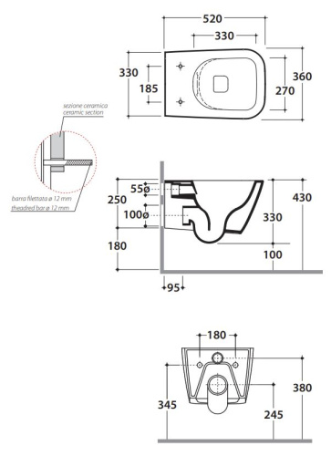 Унитаз подвесной Globo STONE STS05AR