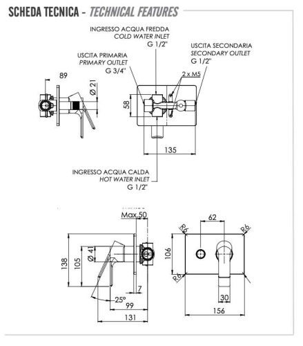 Смеситель для душа Remer Energy EY09HRG