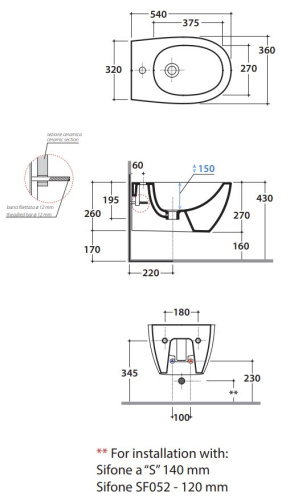 Биде подвесное Globo 4ALL MDS09BO