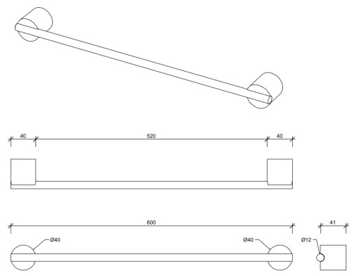 Полотенцедержатель 60 см Decor Walther Stone HTE60 0975265