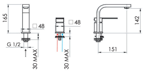 Смеситель для раковины Remer Qubika Q57NO, черный матовый