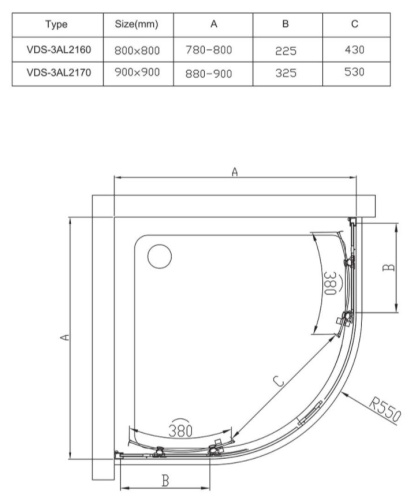 Душевой уголок Vincea Alpha VSQ-3AL900MT