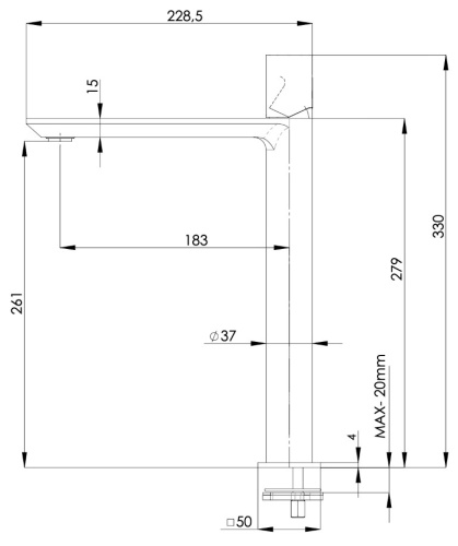 Смеситель для раковины Remer Edge EG512LXLCFP, черный брашированный хром