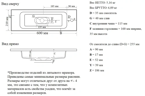 Умывальник Madera Modul 60