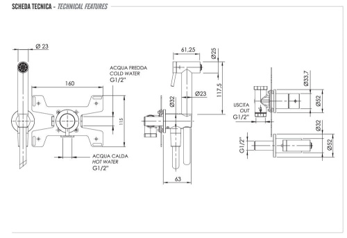 Гигиенический душ Remer X Style INOX SSX60P, нержавеющая сталь