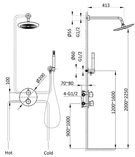 Душевая система Vincea VSFW-101TMB