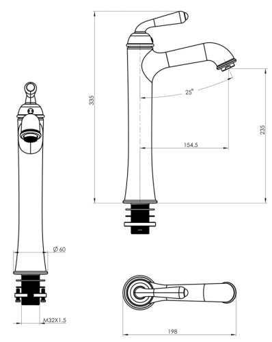 Смеситель для умывальника Vivi Felice 0525 Cromo