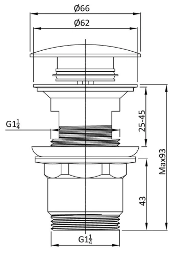 Донный клапан для раковины Vincea DPU-1B01GM с переливом