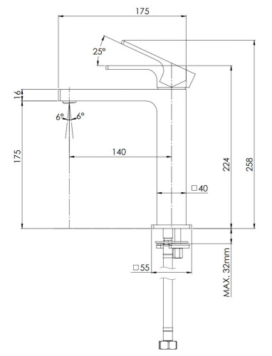 Смеситель для раковины Remer Absolute AU12AXV, сталь