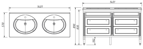 Тумба напольная Caprigo Albion 140 10328-B074