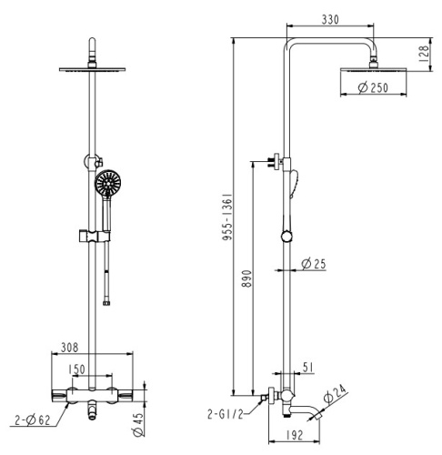 Душевая система Nemo Round NM-9012BGM brush gun metal