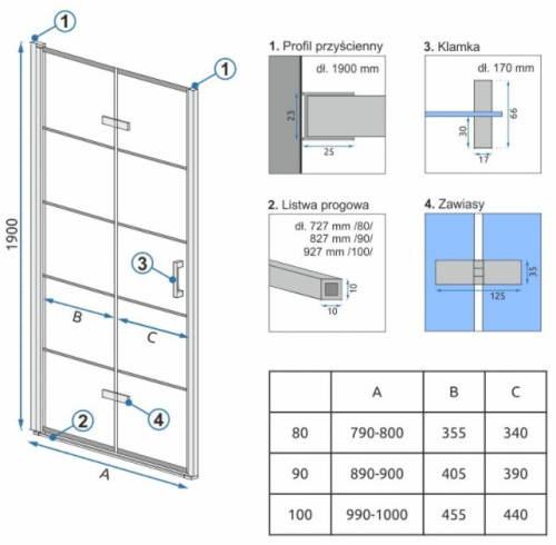 Душевая дверь Rea Molier Chrome 80 K6367