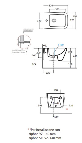 Биде подвесное Globo STONE STS10AR