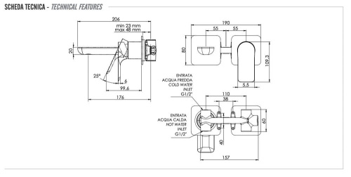 Смеситель для раковины Remer Infinity I15PCFP, черный брашированный хром