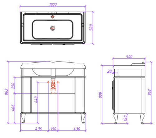 Тумба напольная Caprigo Fresco 100 10625CH-021.CRM.00.05