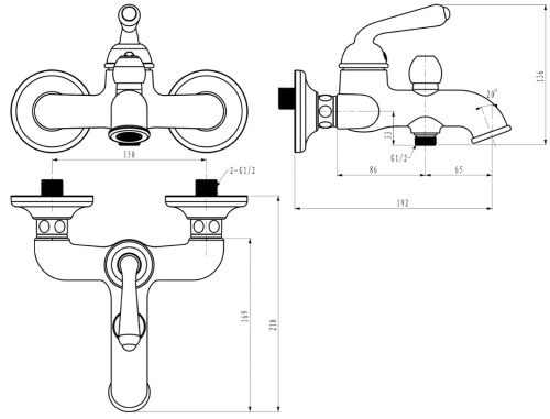Смеситель для ванны Vivi Felice 0540 Bronzo