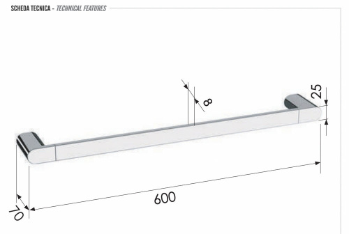 Полотенцедержатель 60 см Remer Lounge LN30NO, черный матовый