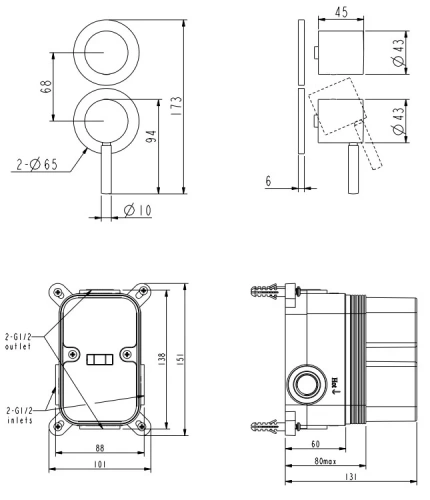 Смеситель для душа Nemo Round NM-2356BN brush nickel
