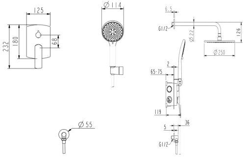 Душевая система Nemo Prima NM-1352-BGM brush gun metal