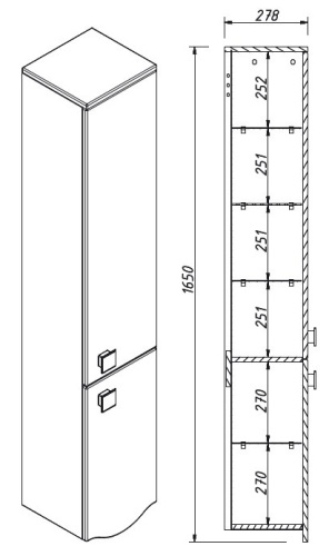 Пенал подвесной Caprigo Nokturn 1352R-SF023
