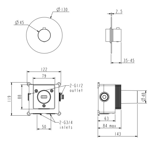 Смеситель для душа Nemo Round NM-2360BGM brush gun metal