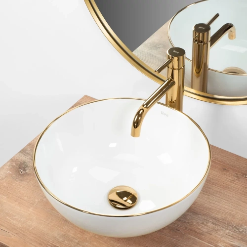 Умывальник Rea Stella white gold edge U7445